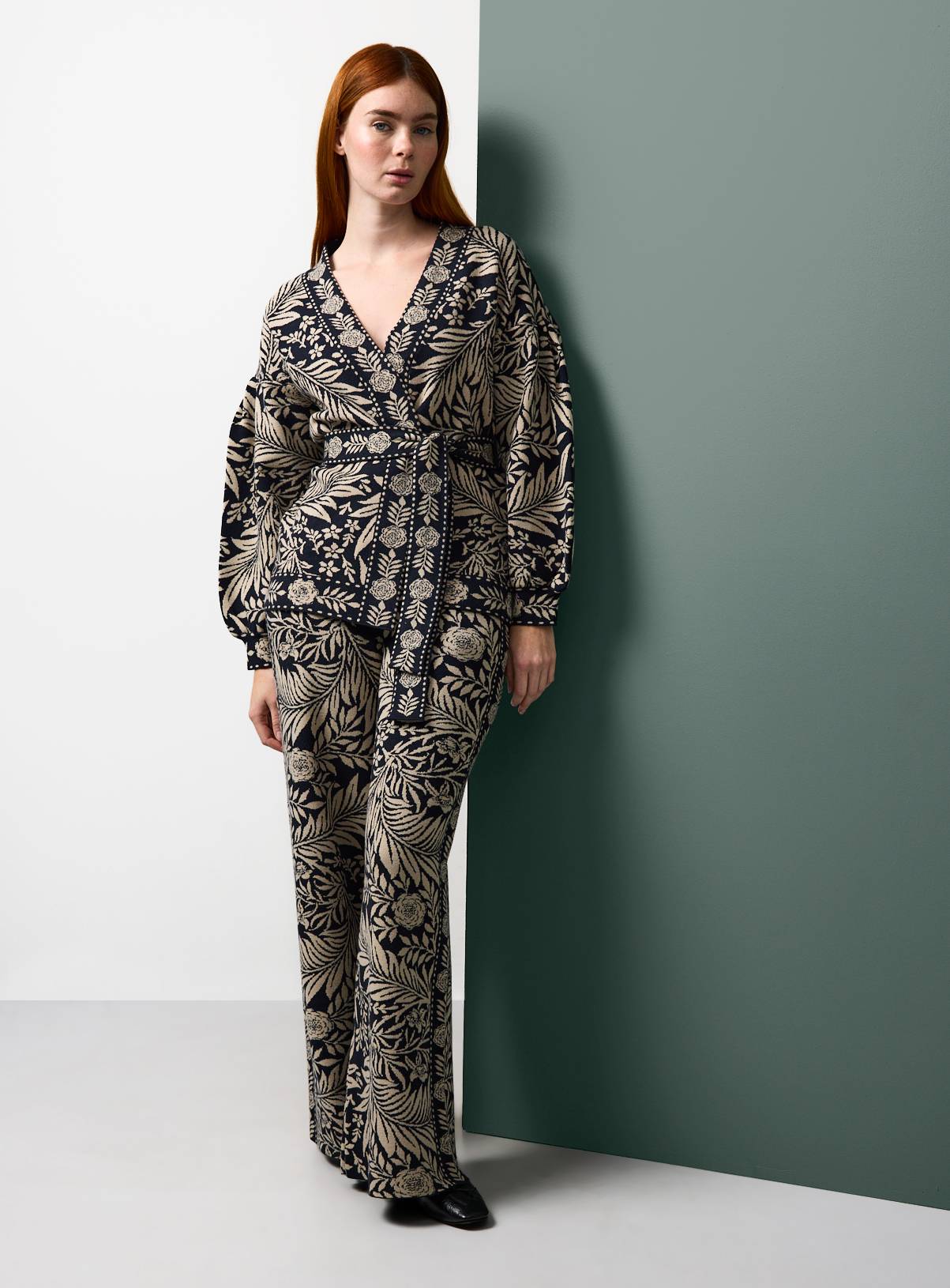Tu x Morris & Co. Intarsia Print Co-ord Belted Cardigan XL - Image 2